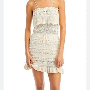 white christmas dresses Havana Crochet Fringe Midi Dress in Monochrome – South Beach main image 0